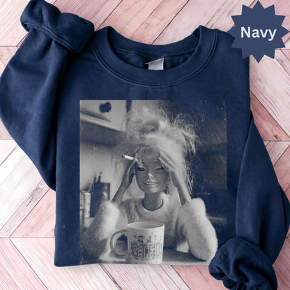 Vintage 90s Doll Face Meme Graphic T-Shirts Smoking GTFO Mug Distressed Funny