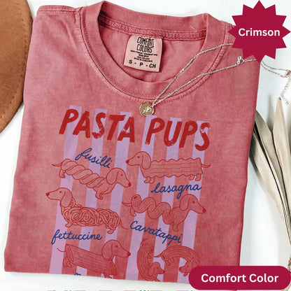 Pasta Pups Dachshund T-Shirt, Cute Doxie Wiener Dog Graphic Tee, Funny Italian Foodie Pasta Lover Shirt, Cute Dog Mom Birthday Gift