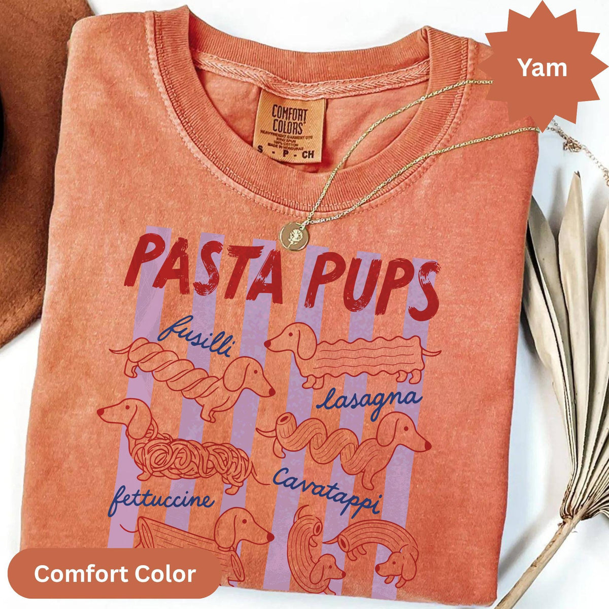Pasta Pups Dachshund T-Shirt, Cute Doxie Wiener Dog Graphic Tee, Funny Italian Foodie Pasta Lover Shirt, Cute Dog Mom Birthday Gift