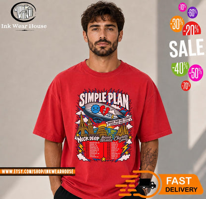 Simple Plan Bigger Than You Think Europe UK Tour 2026 T-Shirt, Pop Punk Concert Shirt, Rock Band Tee