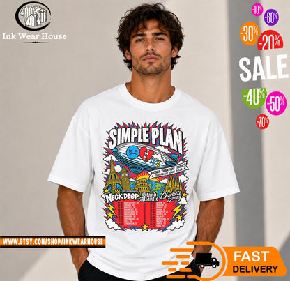Simple Plan Bigger Than You Think Europe UK Tour 2026 T-Shirt, Pop Punk Concert Shirt, Rock Band Tee