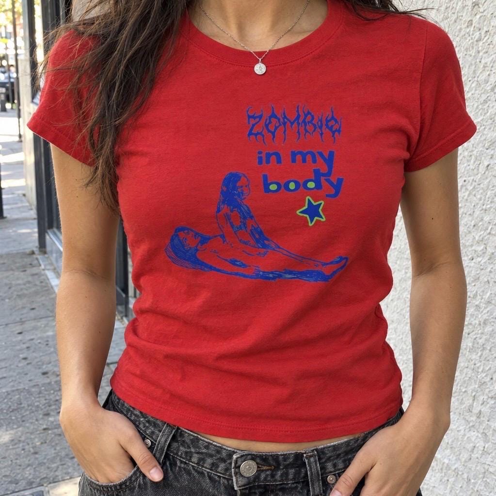 Zombie In My Body Baby Tee, you seem pretty sad, Y2K Grunge Graphic Shirt, Goth Baby Tee, Alt Girl Top, Horror Graphic Tee