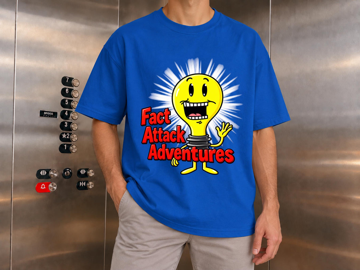 Fact Attack Adventures Shirt, Funny Light Bulb Graphic Tee