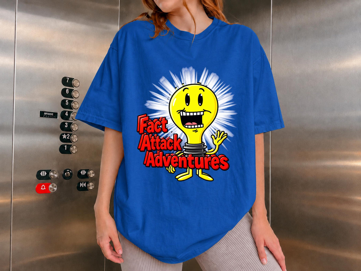 Fact Attack Adventures Shirt, Funny Light Bulb Graphic Tee