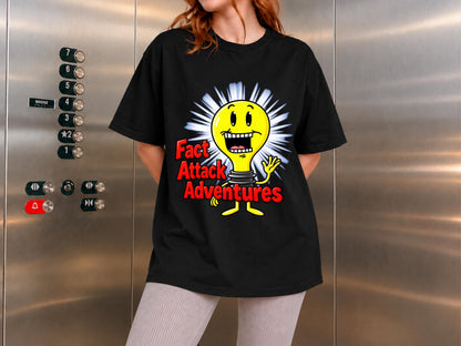 Fact Attack Adventures Shirt, Funny Light Bulb Graphic Tee