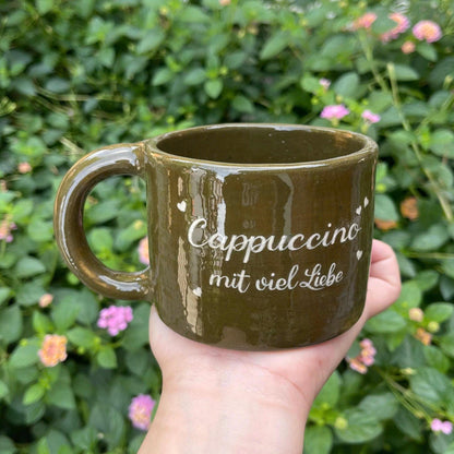 Personalized Cappuccino Cup – Custom Name Ceramic Mug, Handmade Pottery
