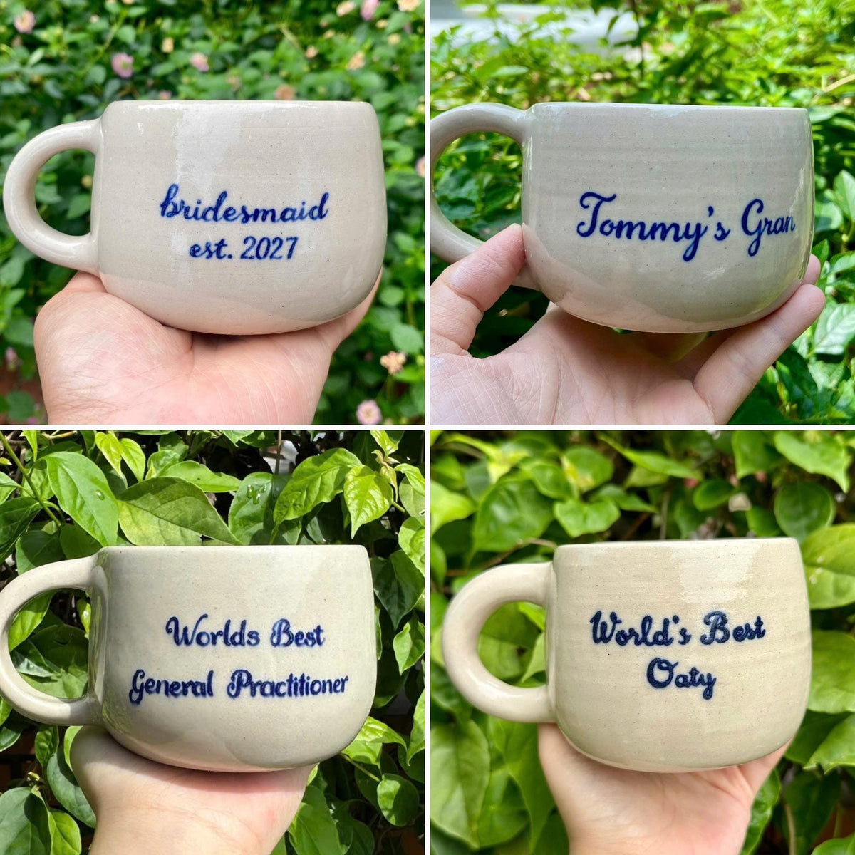 Personalized Cappuccino Cup – Custom Name Ceramic Mug, Handmade Pottery