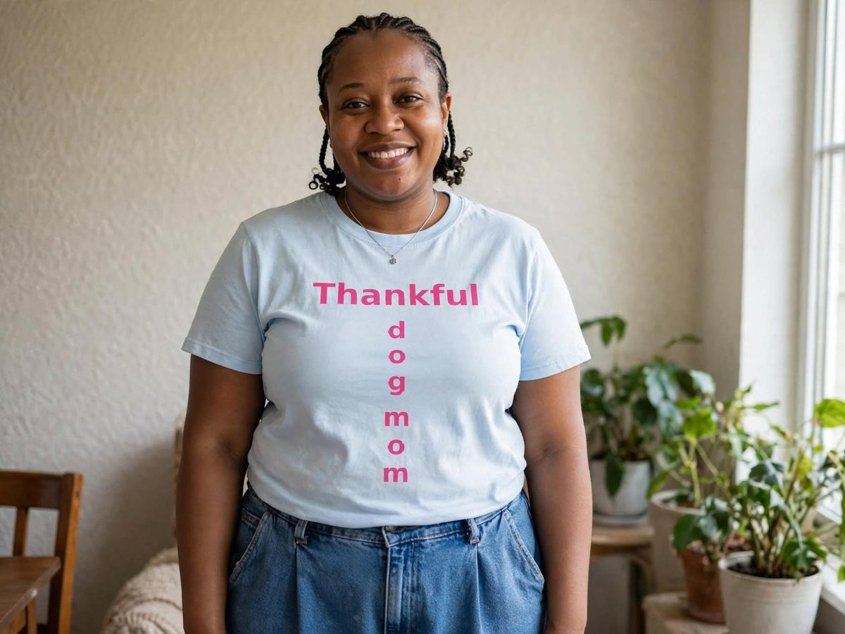 Thankful Dog Mom Shirt Hot Pink Thanksgiving Fall Tee Mama Gift Women