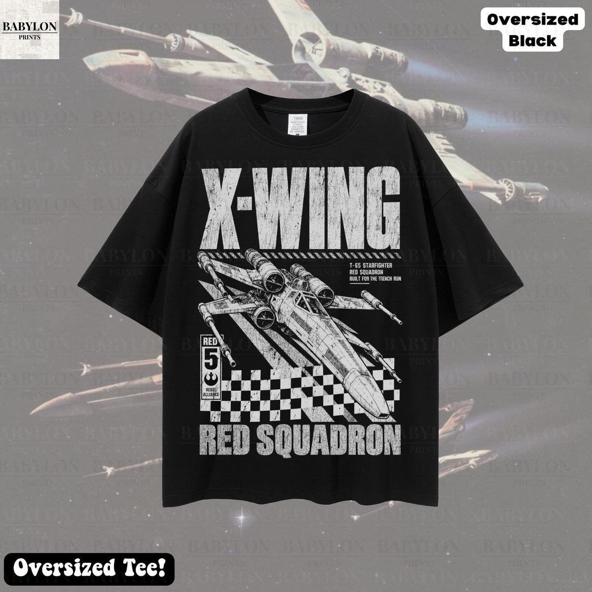 Oversized Star Wars X-Wing Shirt: Red Squadron Tee, Luke Skywalker Red Five Shirt, Rebel Alliance Starfighter Tee, Star Wars Retro Shirt
