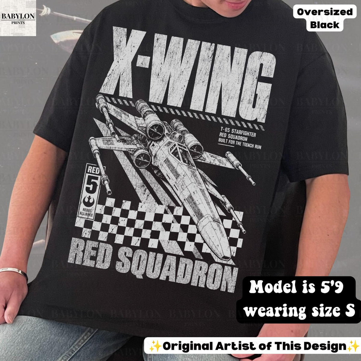 Oversized Star Wars X-Wing Shirt: Red Squadron Tee, Luke Skywalker Red Five Shirt, Rebel Alliance Starfighter Tee, Star Wars Retro Shirt
