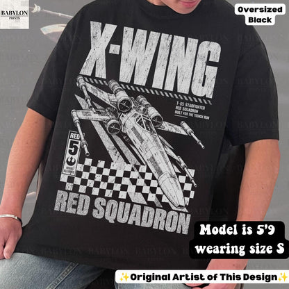 Oversized Star Wars X-Wing Shirt: Red Squadron Tee, Luke Skywalker Red Five Shirt, Rebel Alliance Starfighter Tee, Star Wars Retro Shirt