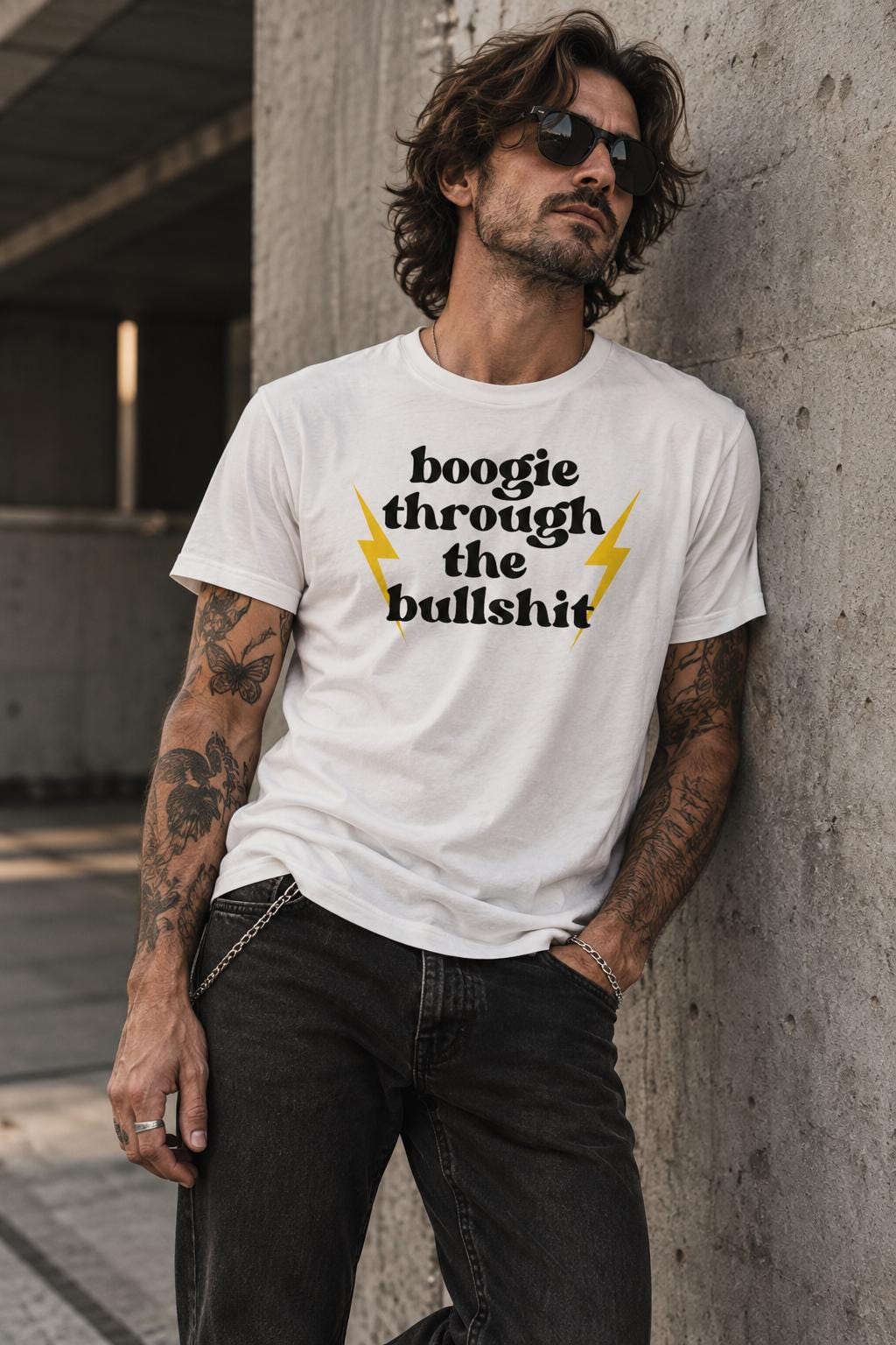 Boogie Through the Bullshit T-Shirt – Retro Graphic Tee, Statement Shirt, Regular Fit Cotton Tee