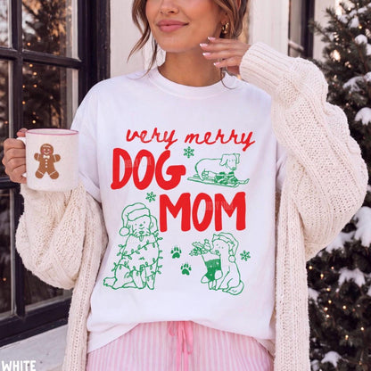 Christmas Dog Mom Shirt, Dog Mama Tshirt, Christmas Gift for Dog Mom, Funny Dog Tee, Dog Lover Gift, Merry Dog Mom Shirt, Xmas Graphic Tee