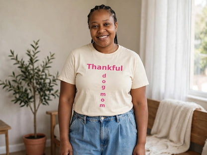 Thankful Dog Mom Shirt Hot Pink Thanksgiving Fall Tee Mama Gift Women