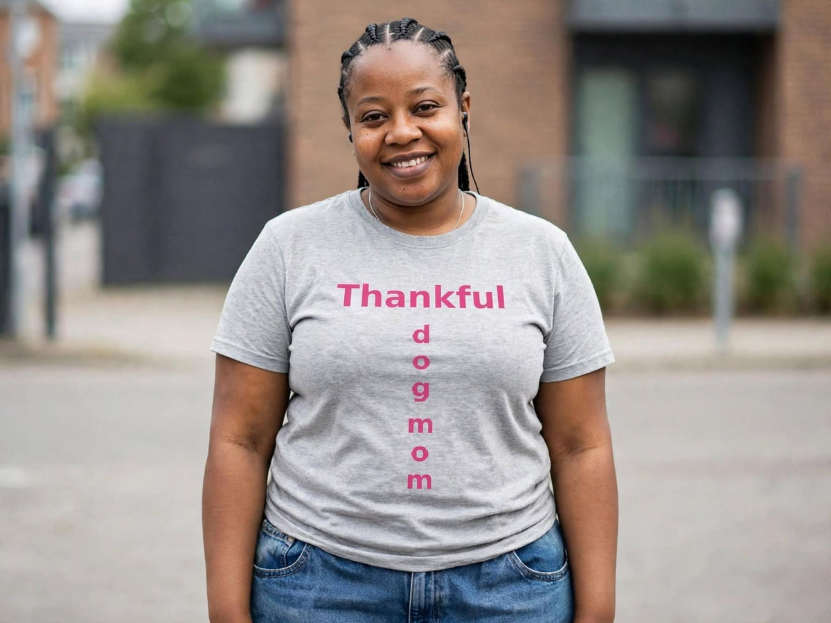 Thankful Dog Mom Shirt Hot Pink Thanksgiving Fall Tee Mama Gift Women